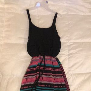 Black, pink & teal maxi dress.